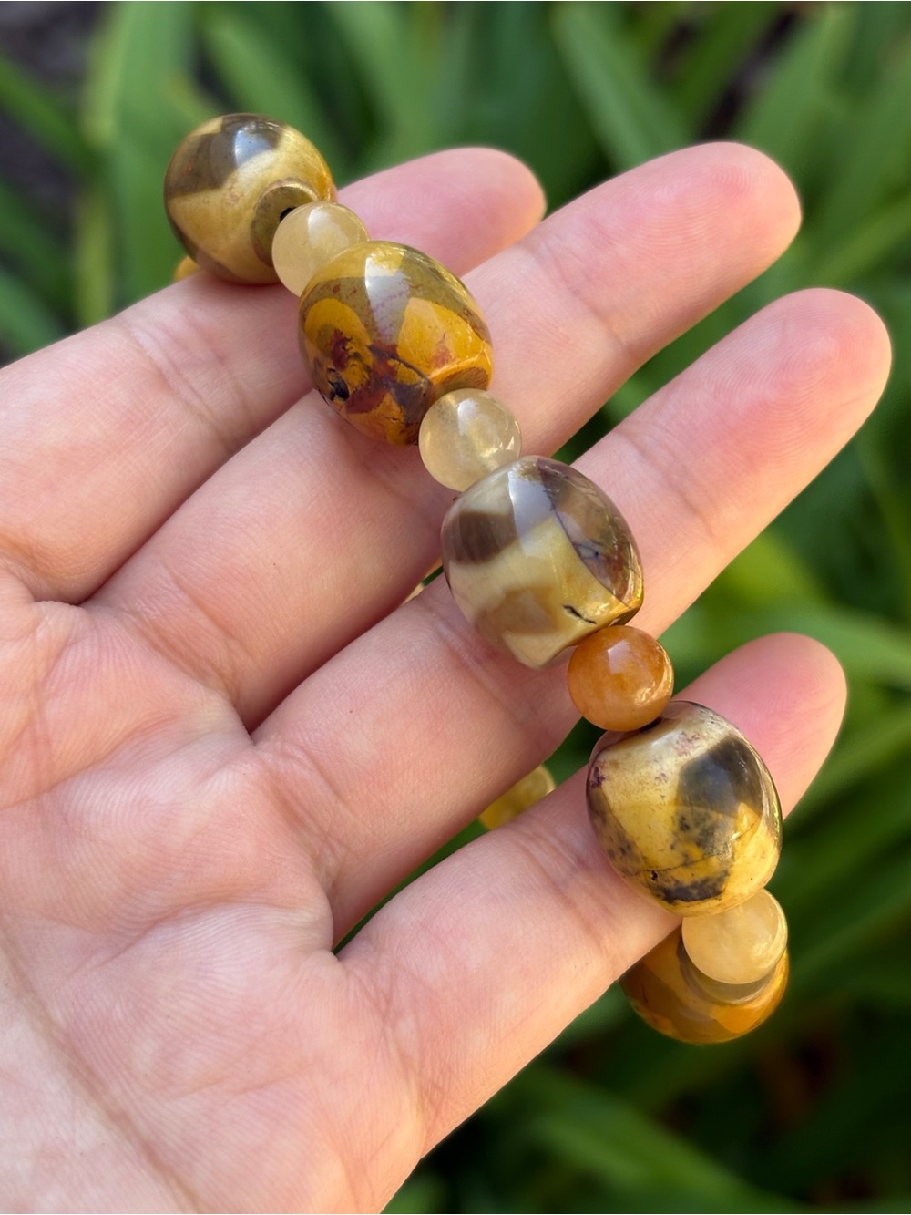 15mm Barrel Shape Earth Tone Yellow Agate Bracelet 7 In 2610 - Picture 8 of 8